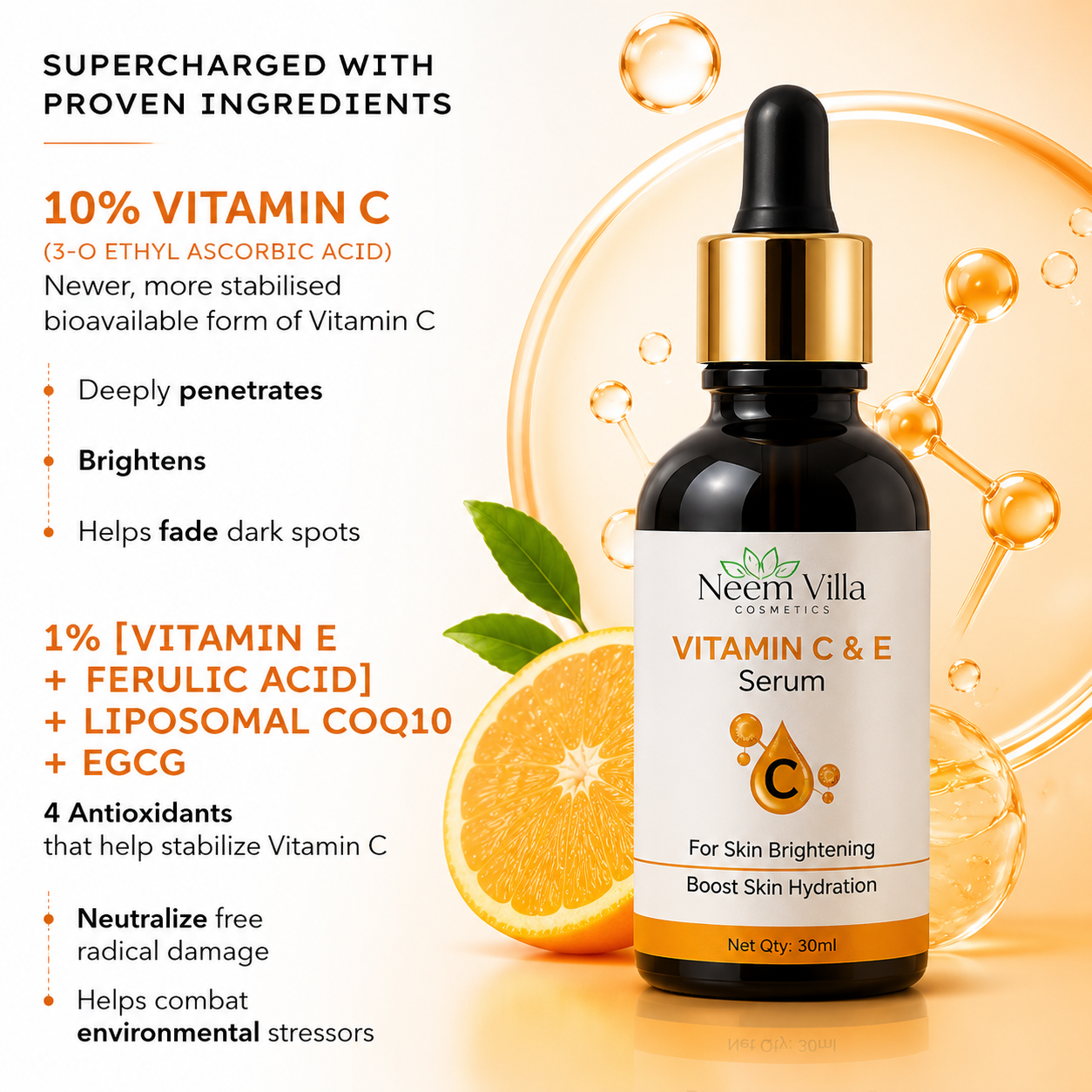 Neem Villa Vitamin C & E Face Serum (30ml)